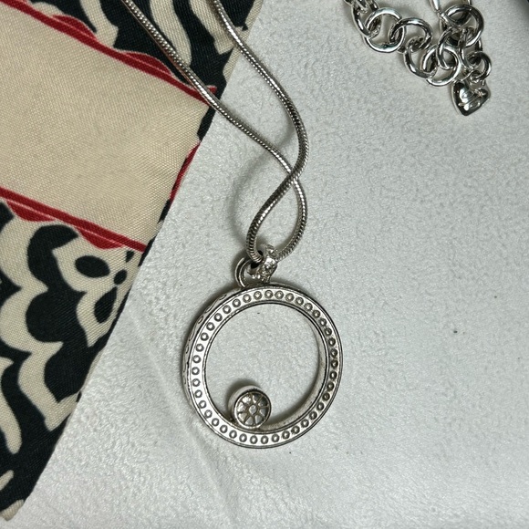 Brighton Starry Night Circle Necklace Silver Plated Crystals Pendant & Cloth Bag - Picture 5 of 12